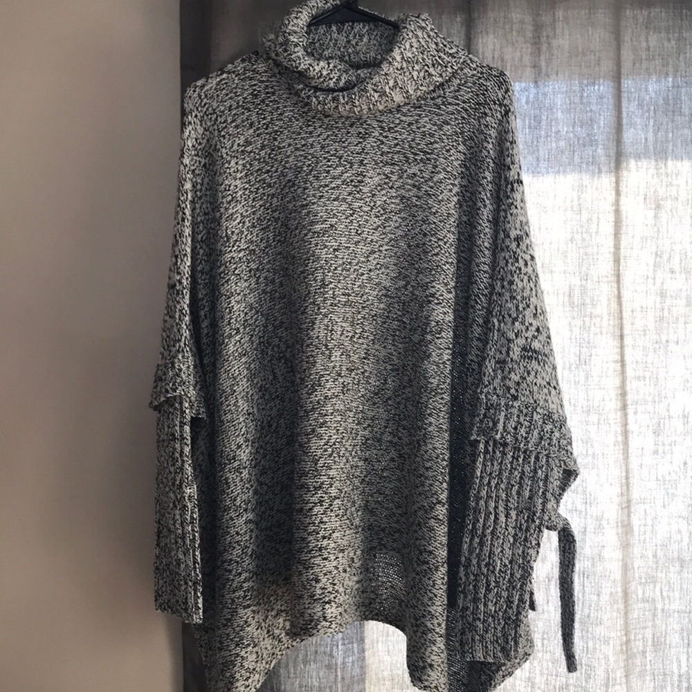 Black and white poncho sweater